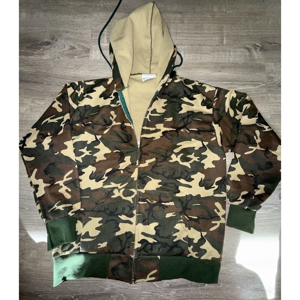Vintage Bassett Walker Camo Jacket Adult Large Thermal Waffle Knit Hunting USA